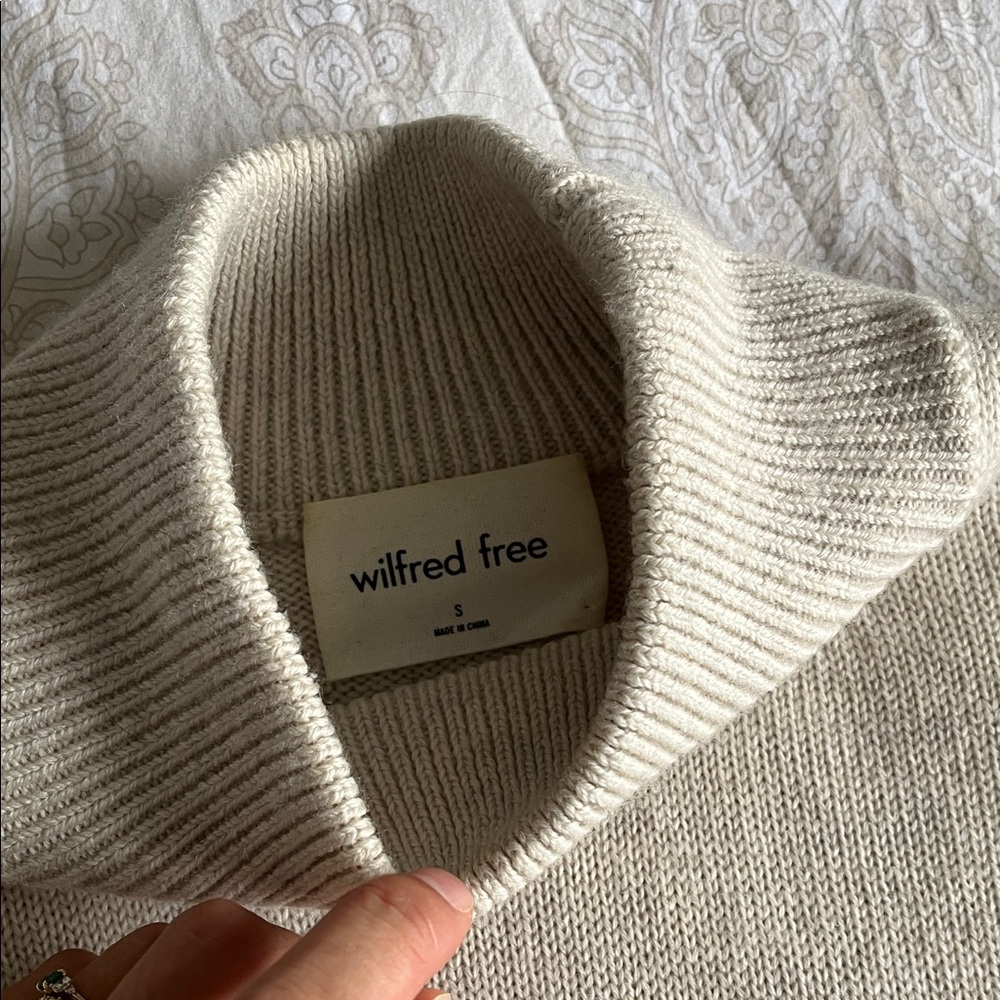Wilfred Free Ribbed Cowl Neck Sweater in Cream